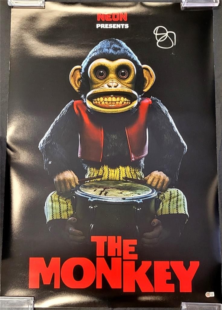Osgood Perkins Autographed The Monkey Poster 27x40 Beckett Authenticated: Osgood Perkins Autographed The Monkey Poster 27x40 Beckett Authenticated This original movie poster for 'The Monkey' features the signature of Osgood Perkins, authenticated by Beckett. Measuring 27x40
