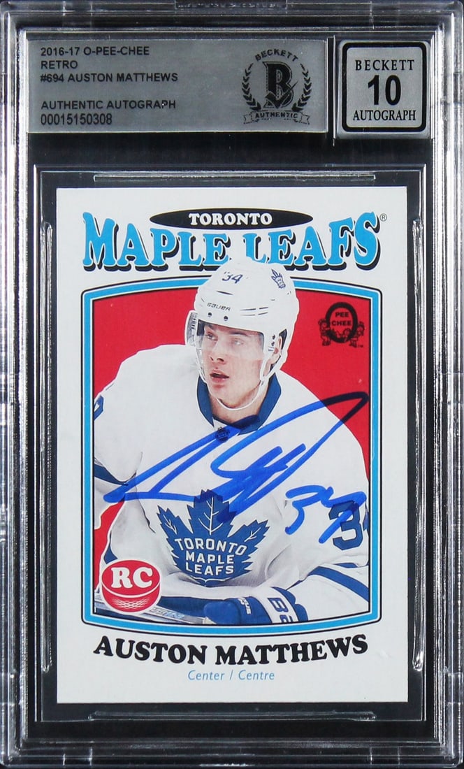 Auston Matthews 2016 O-Pee-Chee Retro Rookie Auto Beckett Gem Mint 10 Slabbed (1 of 2)