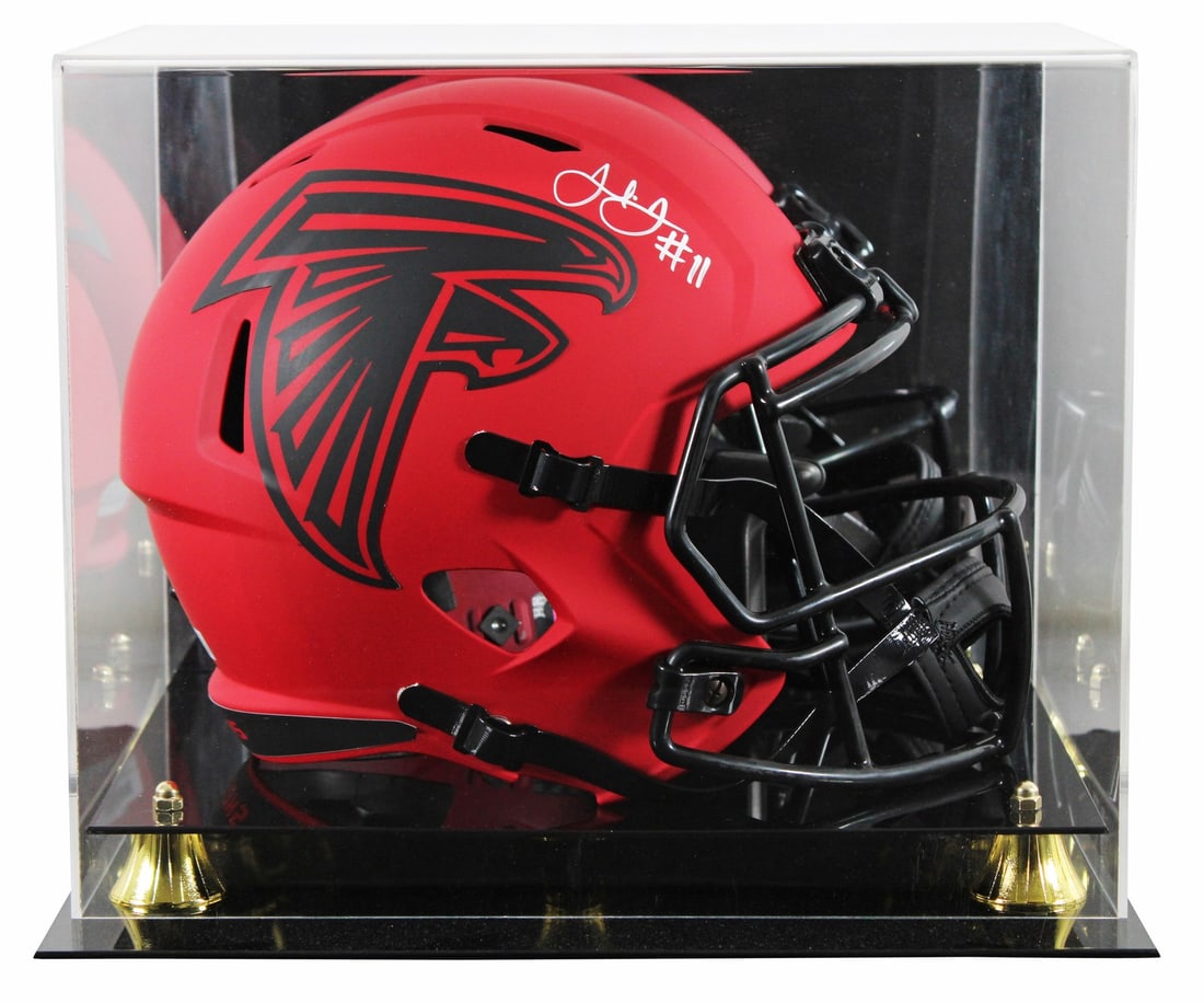 Julio Jones Signed Falcons Rave Full Size Speed Helmet with BAS Authentication: Julio Jones Signed Falcons Rave Full Size Speed Helmet with BAS Authentication This Atlanta Falcons Rave Riddell Full Size Speed Replica Helmet has been personally signed by star wide receiver Julio J