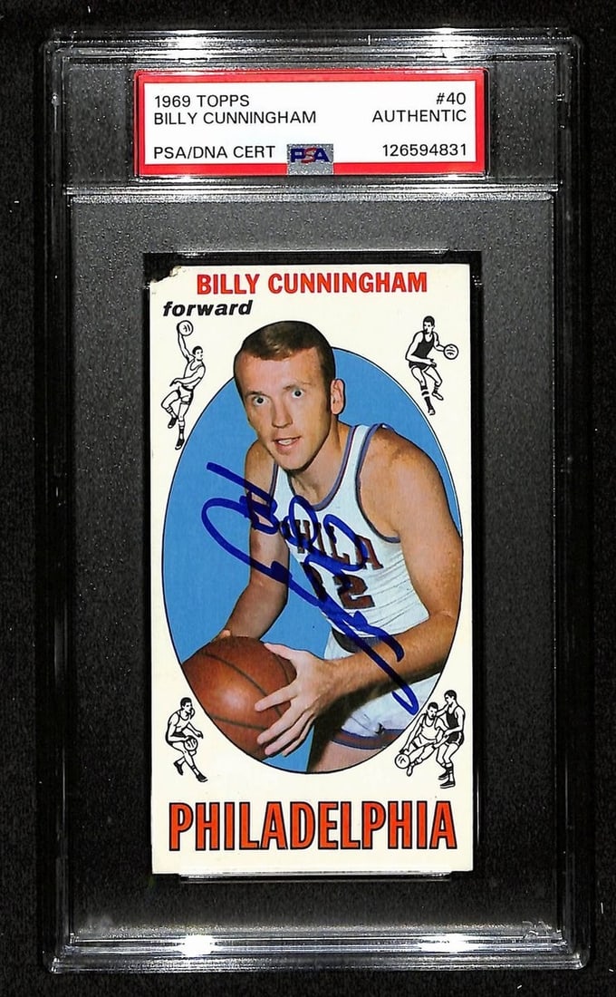 1969 Topps #40 Billy Cunningham Rookie Card Signed PSA DNA 76ers HOF (1 of 2)