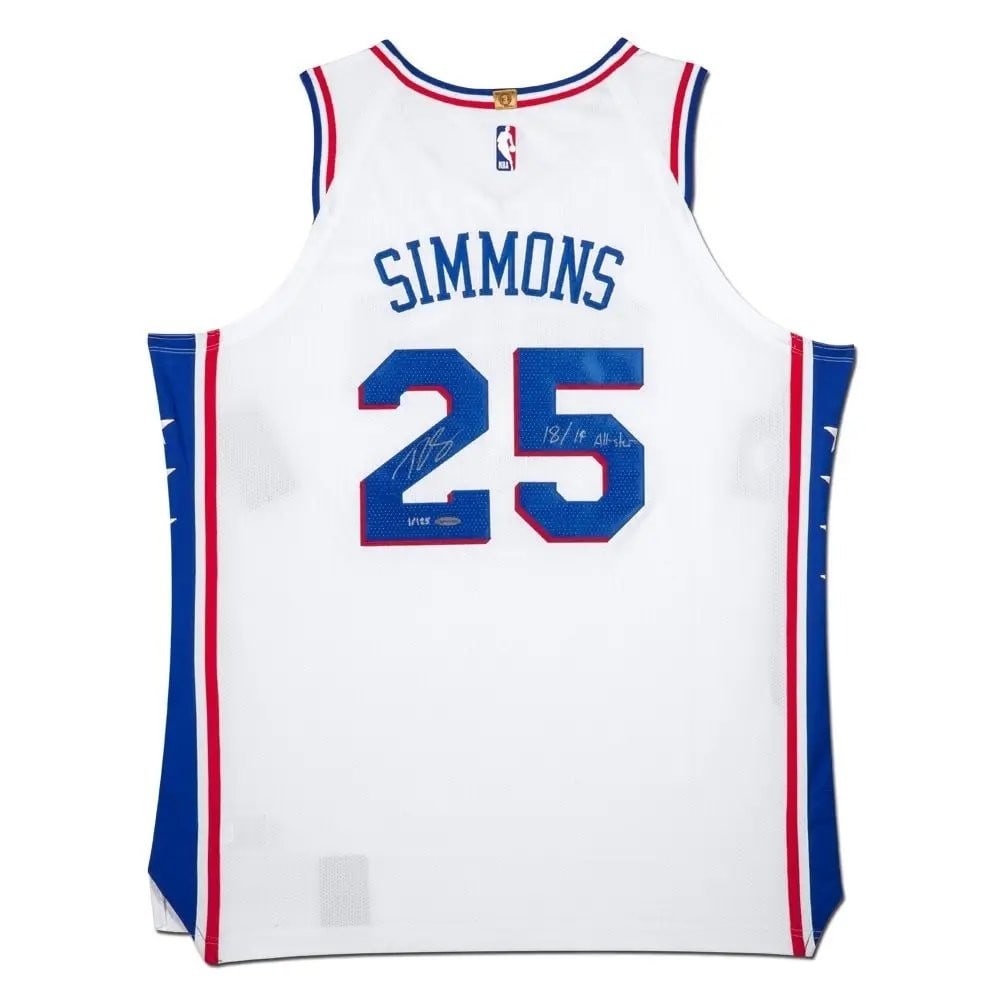 Ben Simmons Autographed 76ers Jersey Inscribed All-Star /125 UDA: Ben Simmons Autographed 76ers Jersey Inscribed All-Star /125 UDA This is a limited edition autographed jersey by Ben Simmons, featuring an inscription commemorating his 18/19 All-Star participation. T