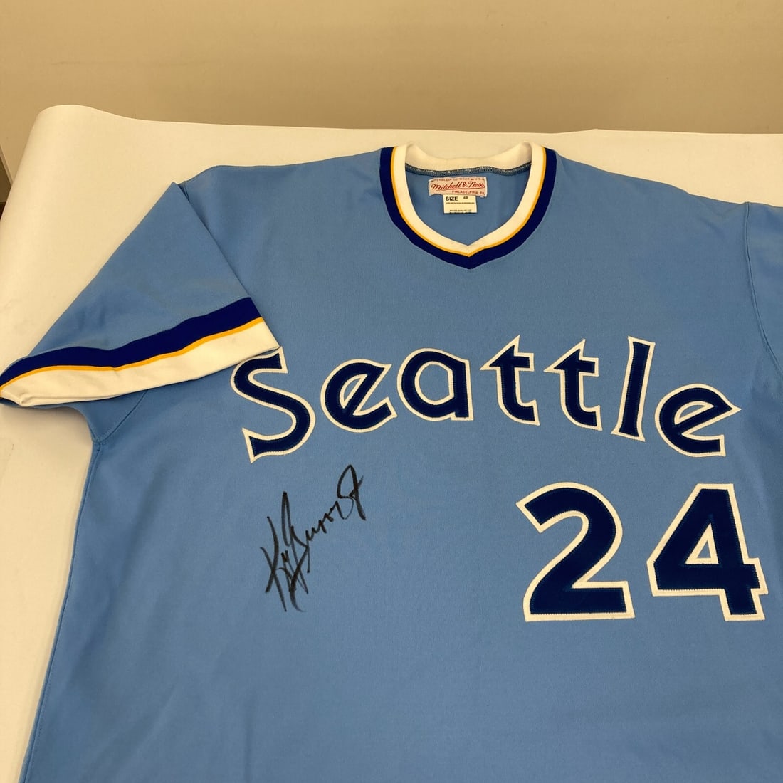 Ken Griffey Jr Signed Seattle Mariners Limited Edition Jersey UDA 9/240: Ken Griffey Jr Signed Seattle Mariners Limited Edition Jersey UDA 9/240 This is a Ken Griffey Jr. signed Seattle Mariners 'Turn Back the Clock' jersey, a remarkable collectible for any baseball fan. T