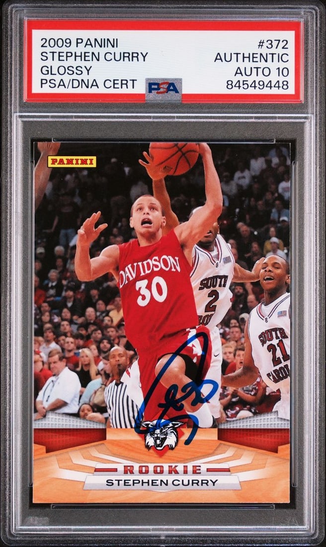 Stephen Curry Autographed 2009 Panini 372 Glossy PSA Card (1 of 2)