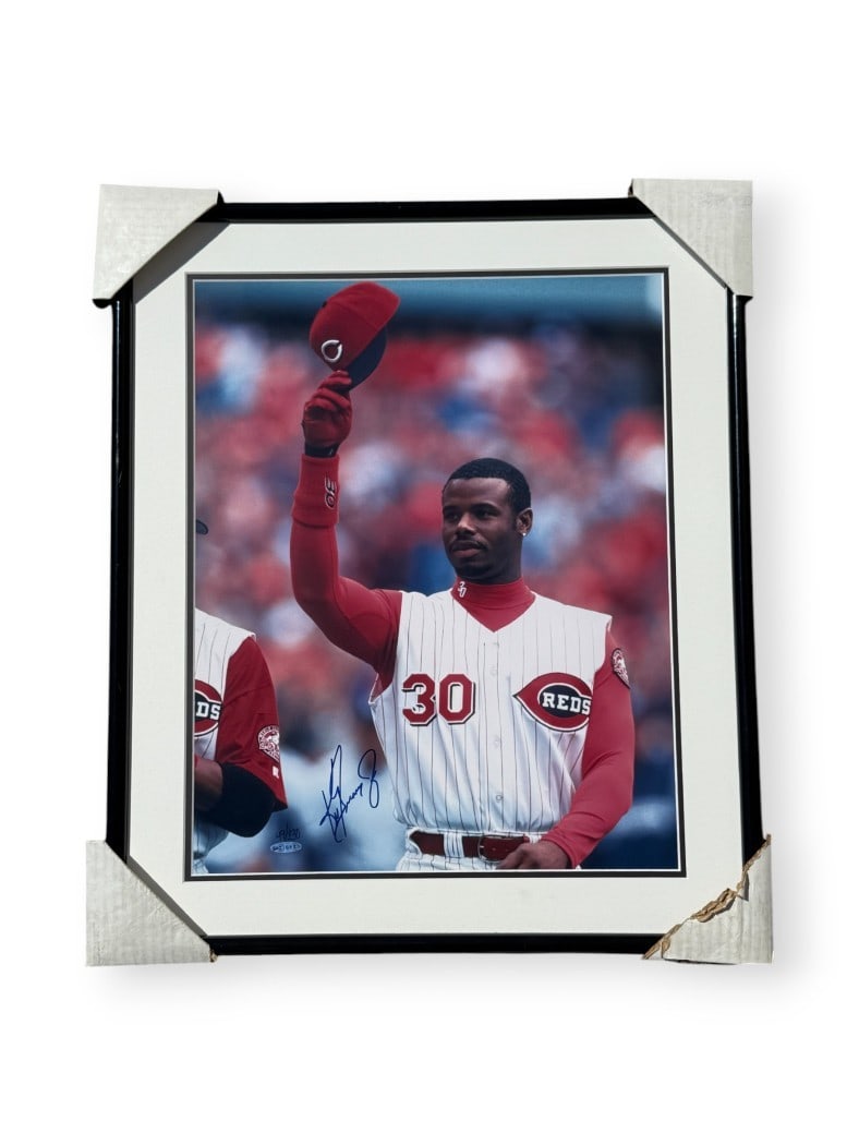 Ken Griffey Jr. Autographed 16x20 Photo Framed UDA 49/130: Ken Griffey Jr. Autographed 16x20 Photo Framed UDA 49/130 This stunning 16x20 photograph of Ken Griffey Jr., a legendary player of the Cincinnati Reds, is framed and autographed, making it a perfect c