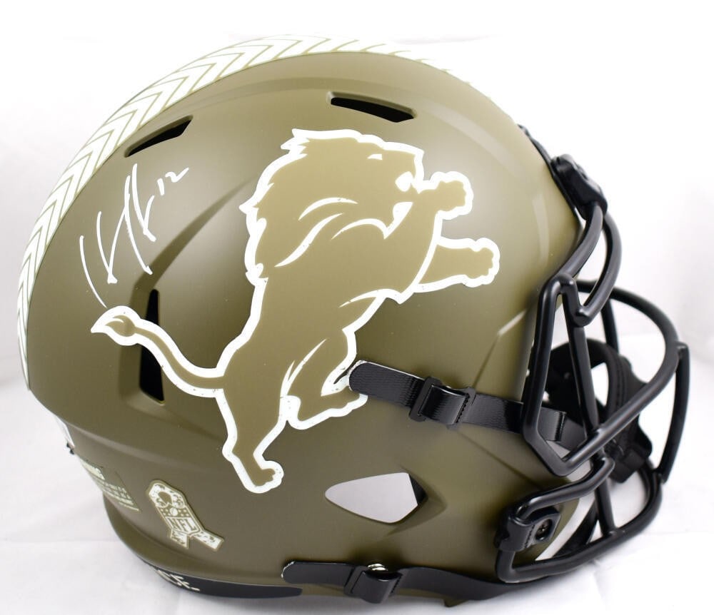 Detroit Lions Salute to Service Speed Helmet signed by Hendon Hooker Beckett (1 of 5)