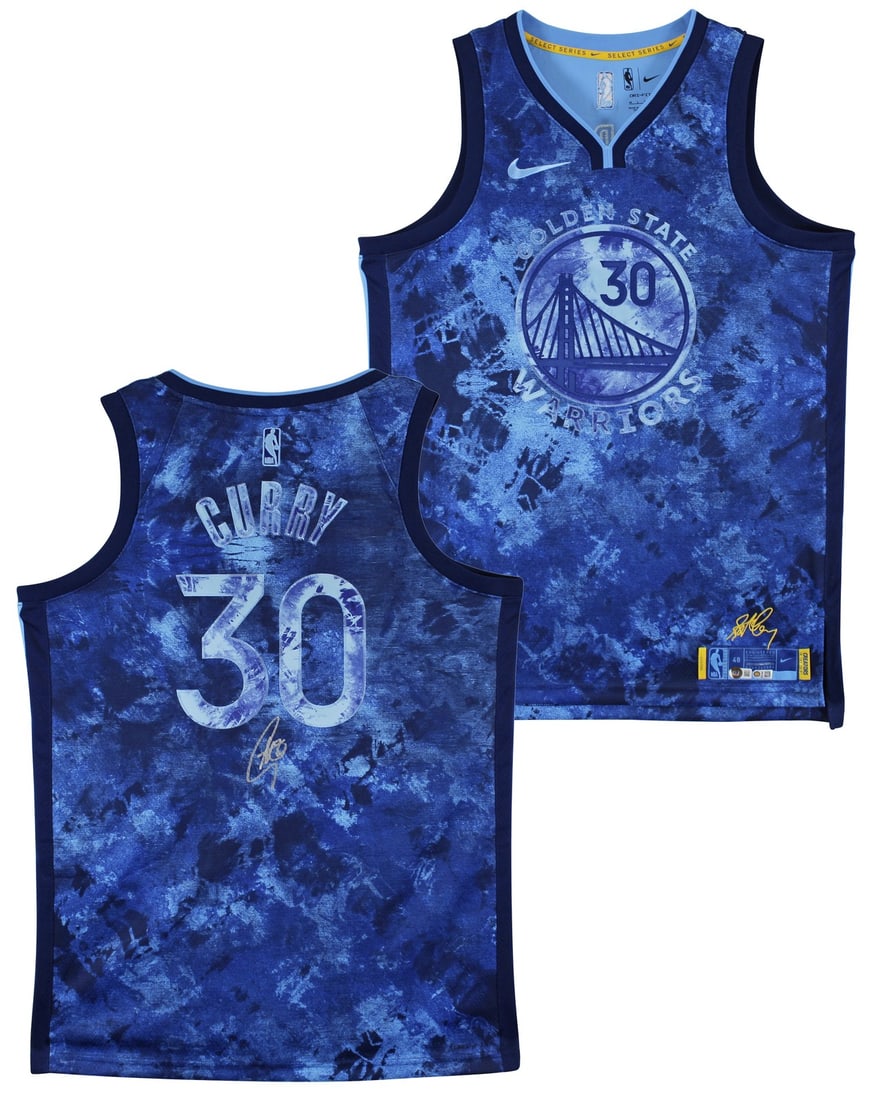 Stephen Curry Autographed Blue Nike Creators in The Paint Warriors Jersey BAS Witnessed (1 of 6)