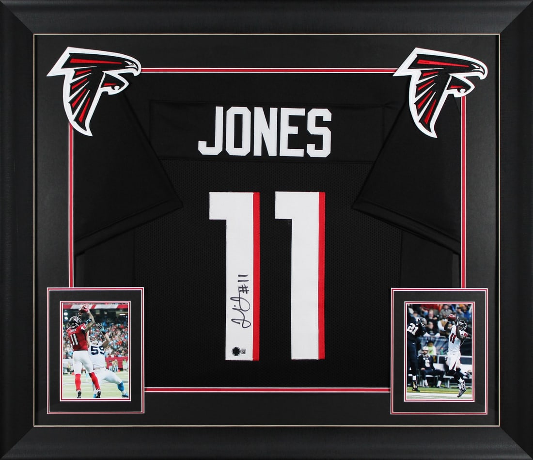 Julio Jones Signed Black Pro Style Framed Jersey BAS Authenticated: Julio Jones Signed Black Pro Style Framed Jersey BAS Authenticated Celebrate your support for the Atlanta Falcons with this authentic, signed black pro style framed jersey by Julio Jones. This unique 
