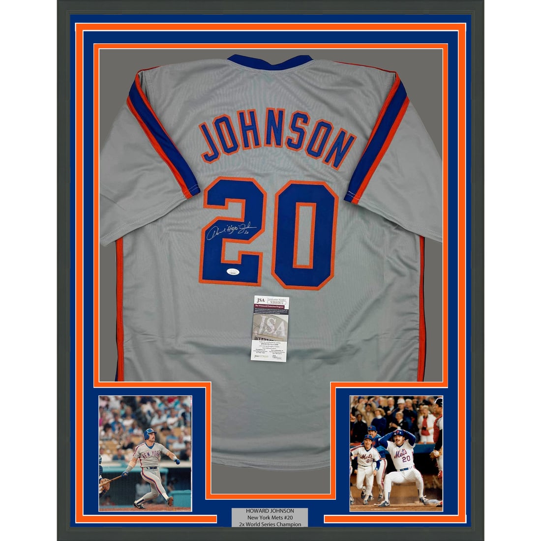 Howard Johnson Signed New York Mets Jersey Framed Display with JSA Authentication (1 of 2)