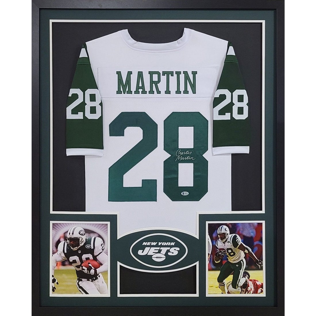 Curtis Martin Signed Autographed Framed Jersey New York Jets Beckett Certified: Curtis Martin Signed Autographed Framed Jersey New York Jets Beckett Certified This beautifully framed jersey features the autograph of Curtis Martin, a legendary player for the New York Jets. Authent