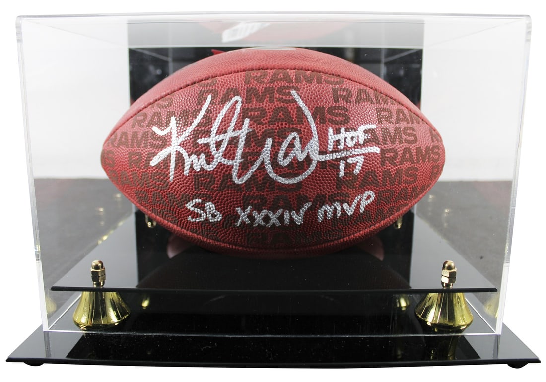 Kurt Warner Signed Rams Wilson The Duke Football with Case Beckett Witnessed (1 of 5)