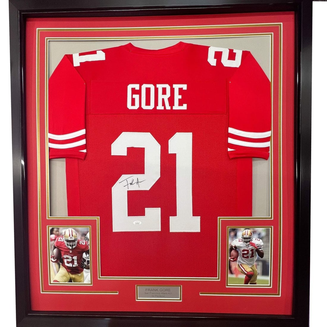 Framed Frank Gore Signed 49ers Red Jersey 33x42 JSA COA (1 of 2)