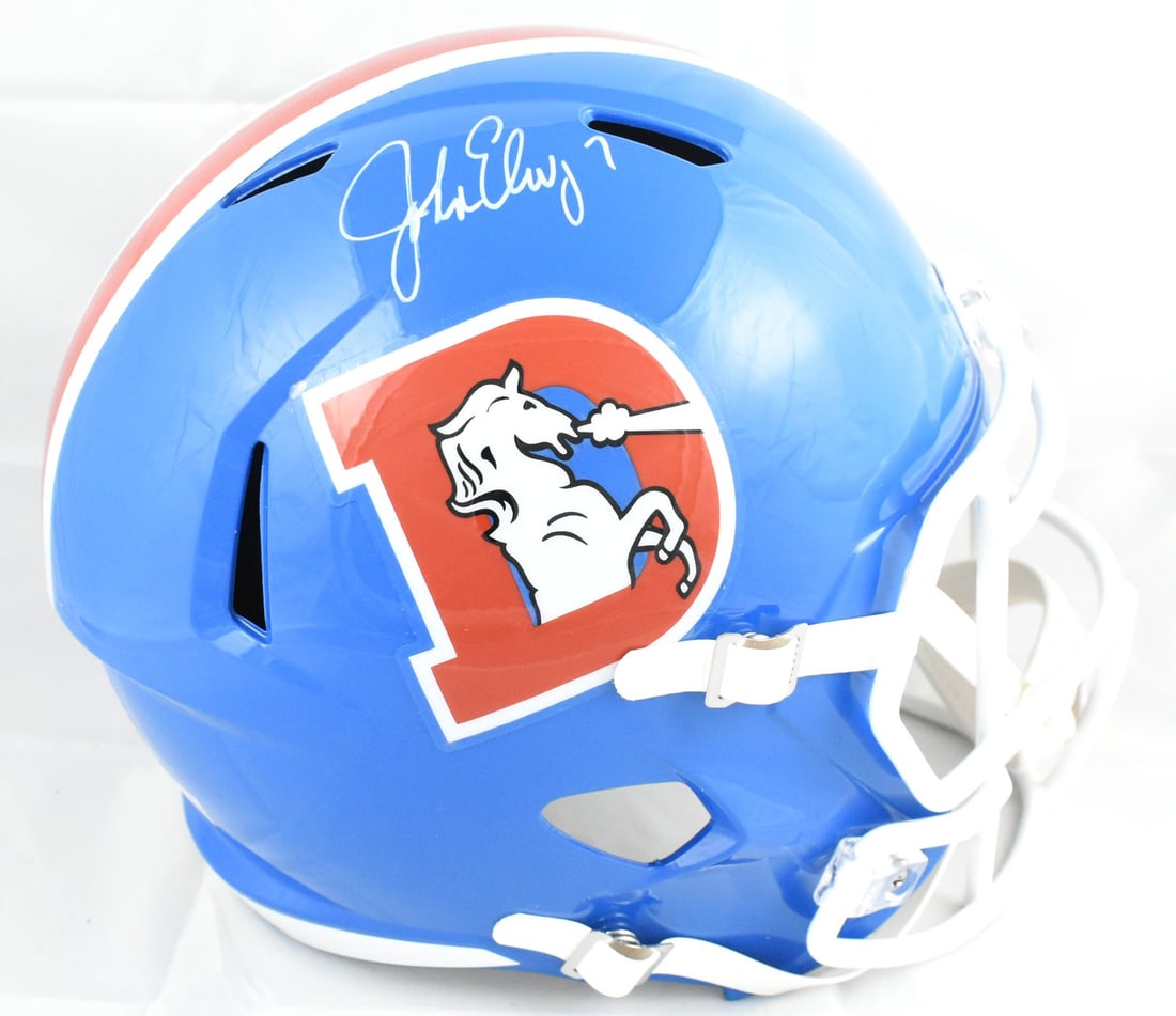 Denver Broncos Full Size Speed Helmet Signed by John Elway Beckett Authenticated (1 of 5)