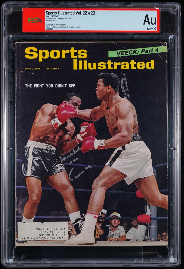 1965 Sports Illustrated Magazine Signed by Muhammad Ali PSA DNA Auto 9: 1965 Sports Illustrated Magazine Signed by Muhammad Ali PSA DNA Auto 9 This is an original 1965 Sports Illustrated magazine featuring a bold dual signature from Muhammad Ali, also known as Cassius Cla