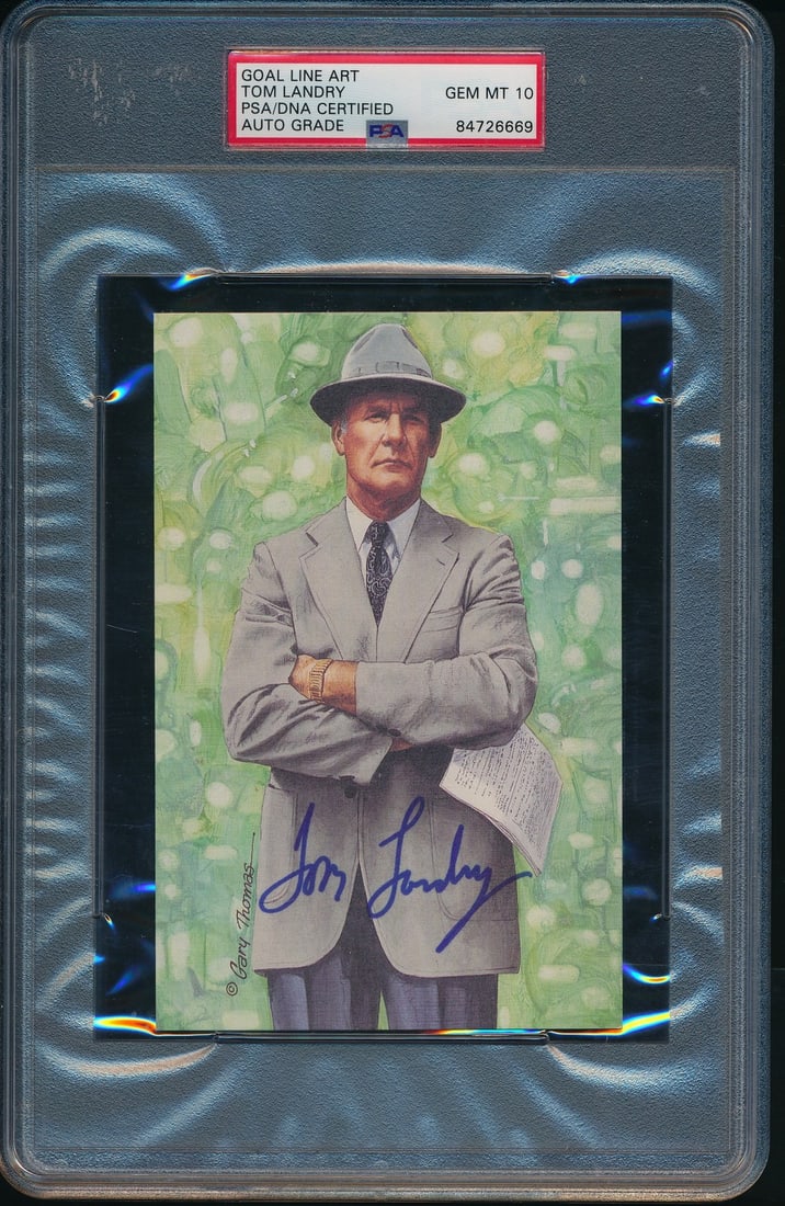 1993 Goal Line Art Card Tom Landry Autograph PSA DNA GEM MT 10 (1 of 2)