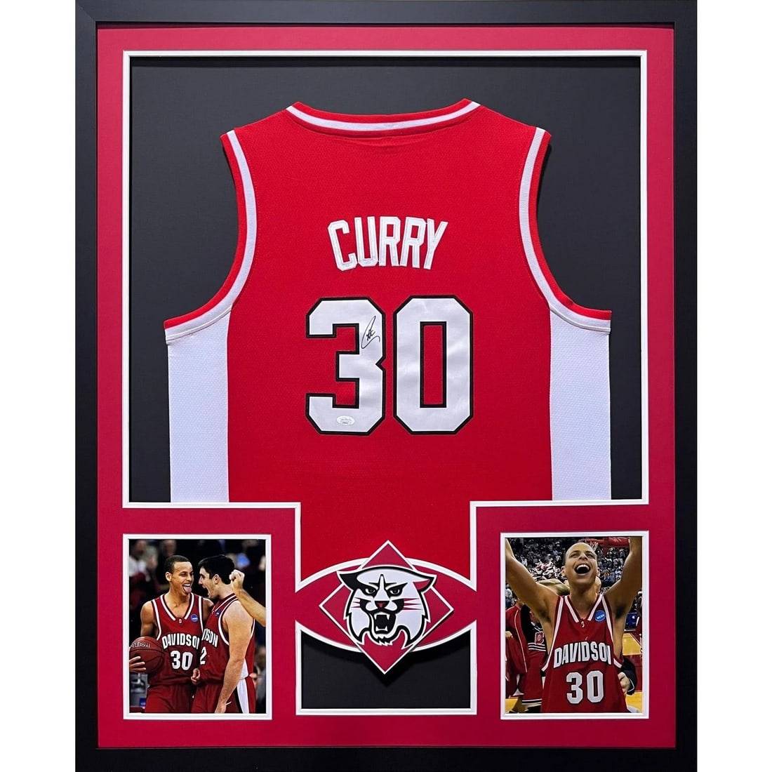 Stephen Curry Signed Framed Jersey JSA Authentic College: Stephen Curry Signed Framed Jersey JSA Authentic College This is a framed and autographed college jersey of basketball star Stephen Curry, showcasing his signature and authenticated by JSA, a leading 