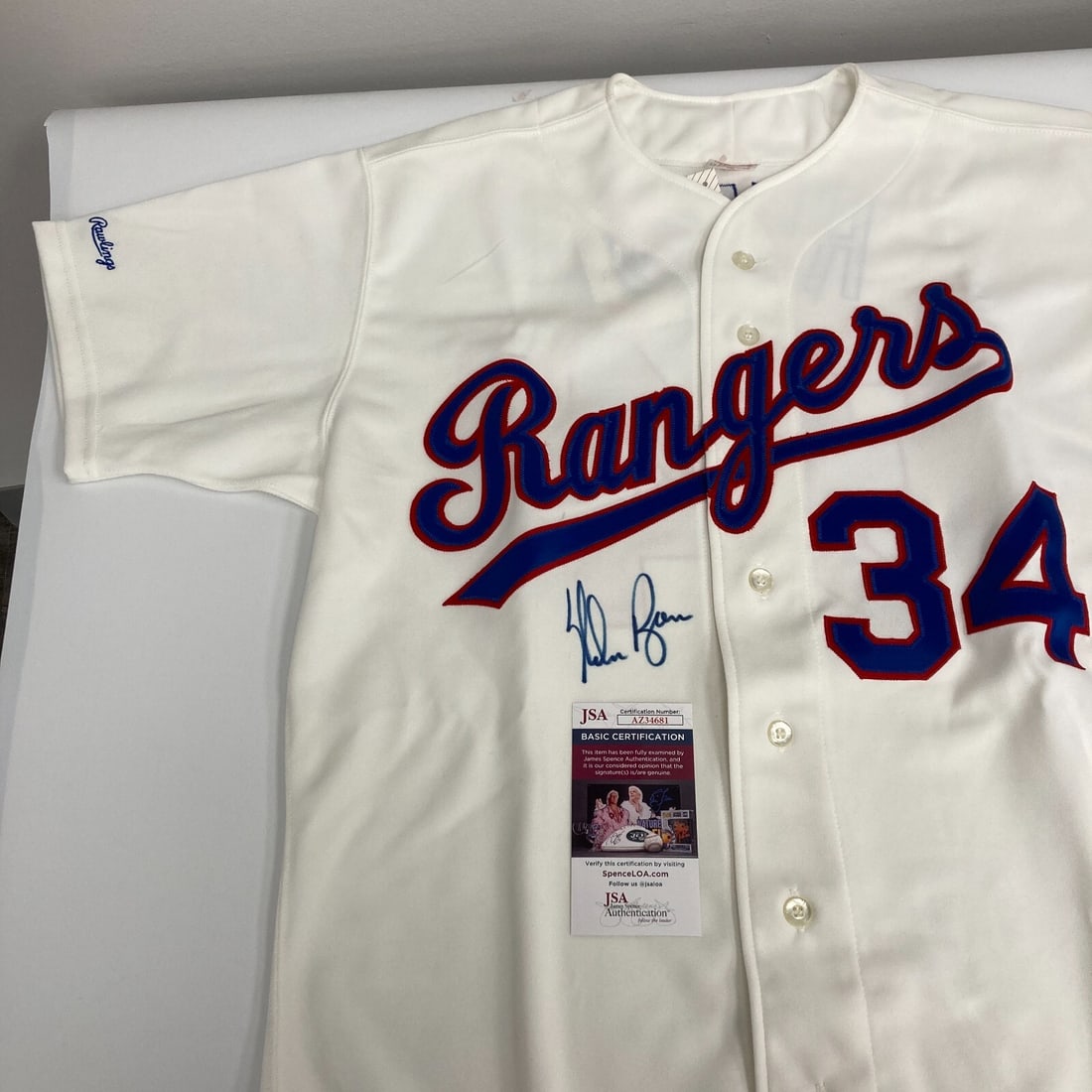 Nolan Ryan Signed Authentic Texas Rangers Game Jersey JSA Certified: Nolan Ryan Signed Authentic Texas Rangers Game Jersey JSA Certified Celebrate the legacy of baseball legend Nolan Ryan with this authentic Texas Rangers game model jersey. This original jersey is sign