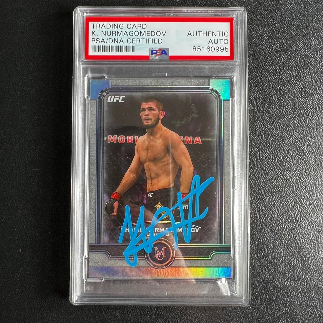 2019 UFC Topps Museum Khabib Nurmagomedov Signed Card PSA 10: 2019 UFC Topps Museum Khabib Nurmagomedov Signed Card PSA 10 This 2019 UFC Topps Museum #15 trading card features a bold autograph from Khabib Nurmagomedov, a prominent figure in the Ultimate Fighting