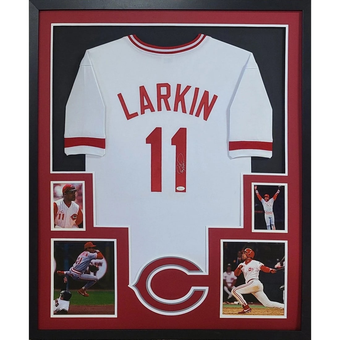Barry Larkin Signed Framed Jersey Cincinnati Reds JSA Certified Authentic: Barry Larkin Signed Framed Jersey Cincinnati Reds JSA Certified Authentic This autographed Barry Larkin framed jersey is a must-have for any Cincinnati Reds fan. The jersey is authenticated by JSA, a 