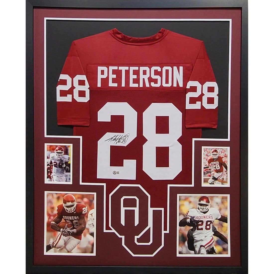 Adrian Peterson Signed Oklahoma Sooners Framed Jersey Beckett Authenticated 42x34 (1 of 2)