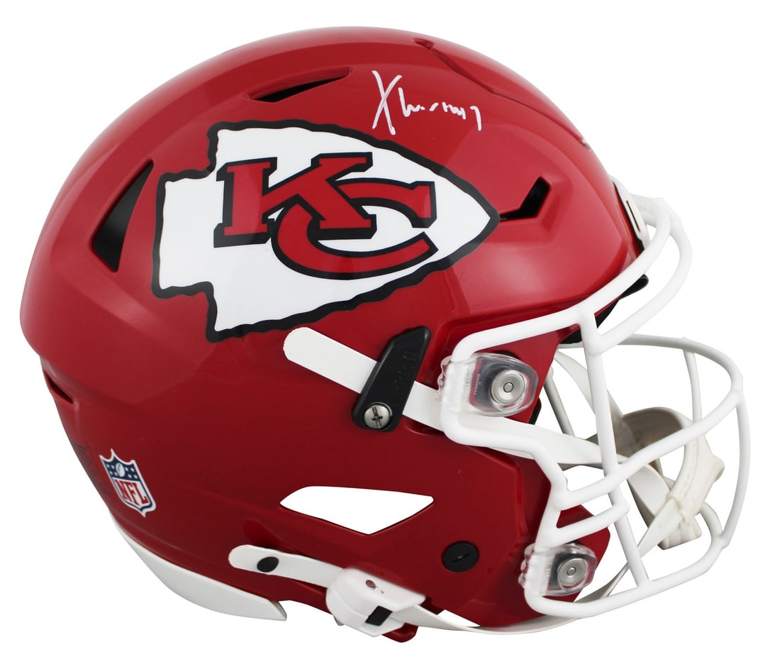 Xavier Worthy Autographed Kansas City Chiefs Speed Flex Helmet Fanatics Certified: Xavier Worthy Autographed Kansas City Chiefs Speed Flex Helmet Fanatics Certified This authentic Riddell Speed Flex full-size helmet has been personally signed by Xavier Worthy of the Kansas City Chie