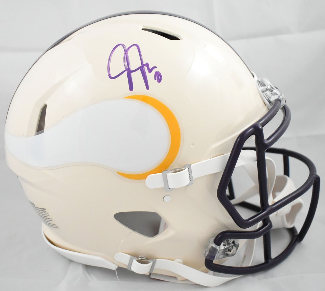 Minnesota Vikings full size retro speed helmet signed by Justin Jefferson Beckett holo (1 of 6)