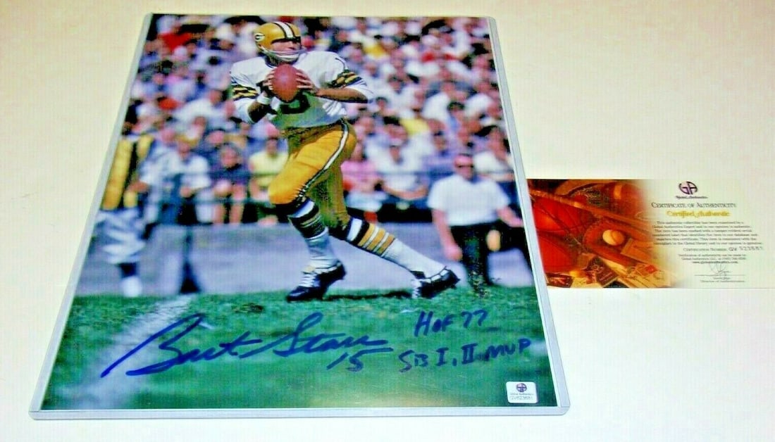 Bart Starr Signed 11x14 Packers Photo With GAI COA Hall Of Fame MVP (1 of 2)