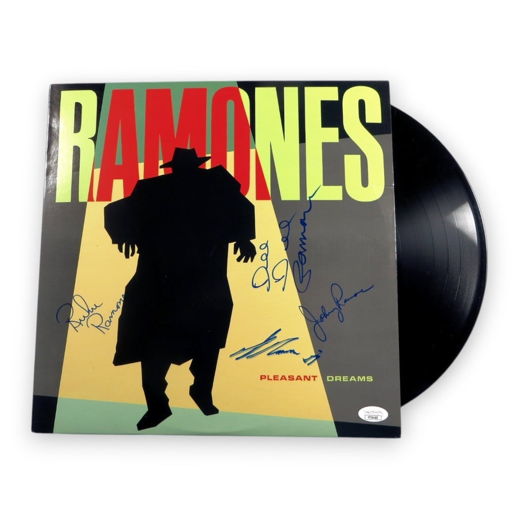 The Ramones Signed Album Cover JSA Authenticated Joey Johnny Dee Dee Richie: The Ramones Signed Album Cover JSA Authenticated Joey Johnny Dee Dee Richie This original The Ramones signed album cover features the autographs of legendary band members Joey Ramone, Johnny Ramone, D
