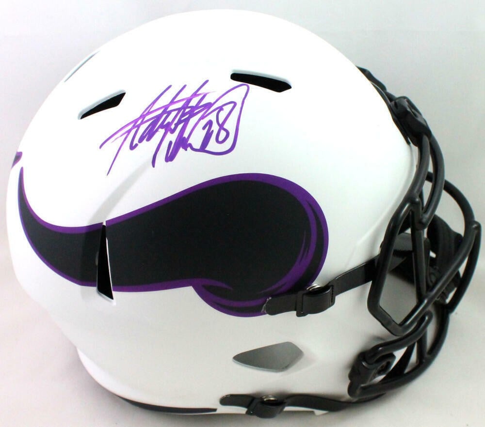 Adrian Peterson Autographed Minnesota Vikings Lunar Speed Full Size Helmet Beckett: Adrian Peterson Autographed Minnesota Vikings Lunar Speed Full Size Helmet Beckett This is a Minnesota Vikings Lunar Speed full-size helmet autographed by Adrian Peterson. The signature has been authe