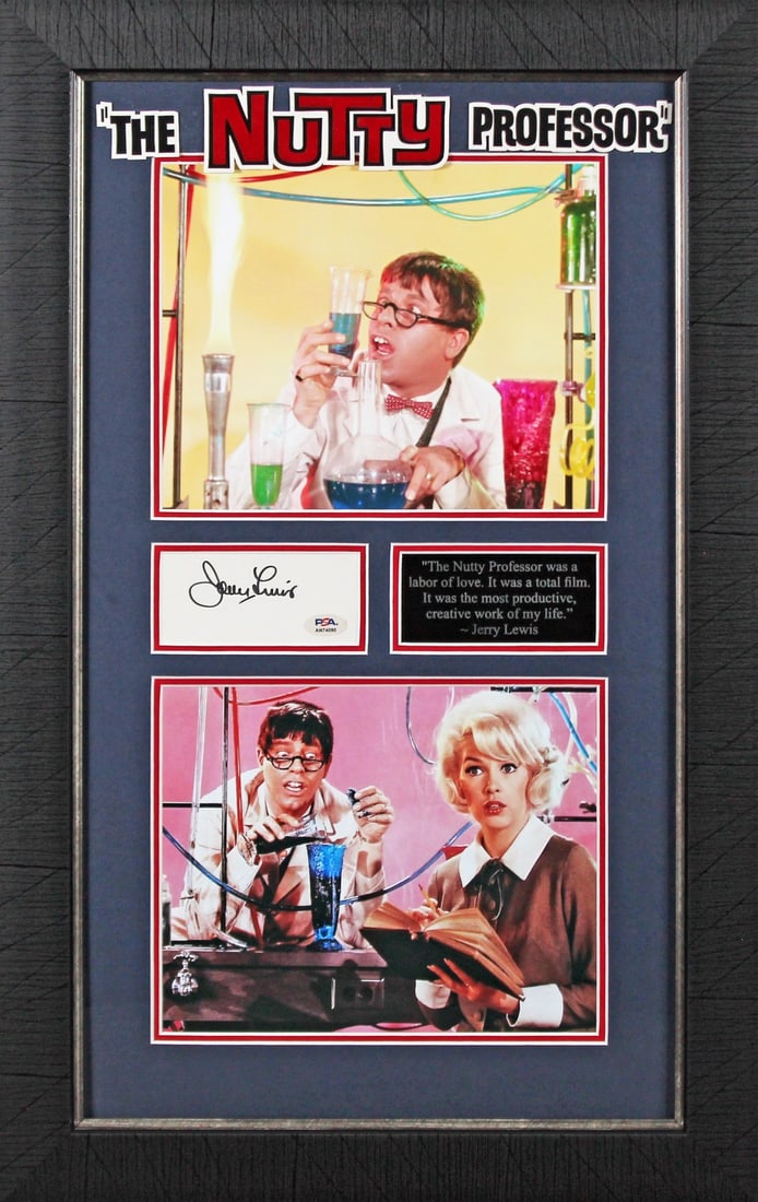 Jerry Lewis Signed Index Card Framed Display PSA The Nutty Professor (1 of 5)