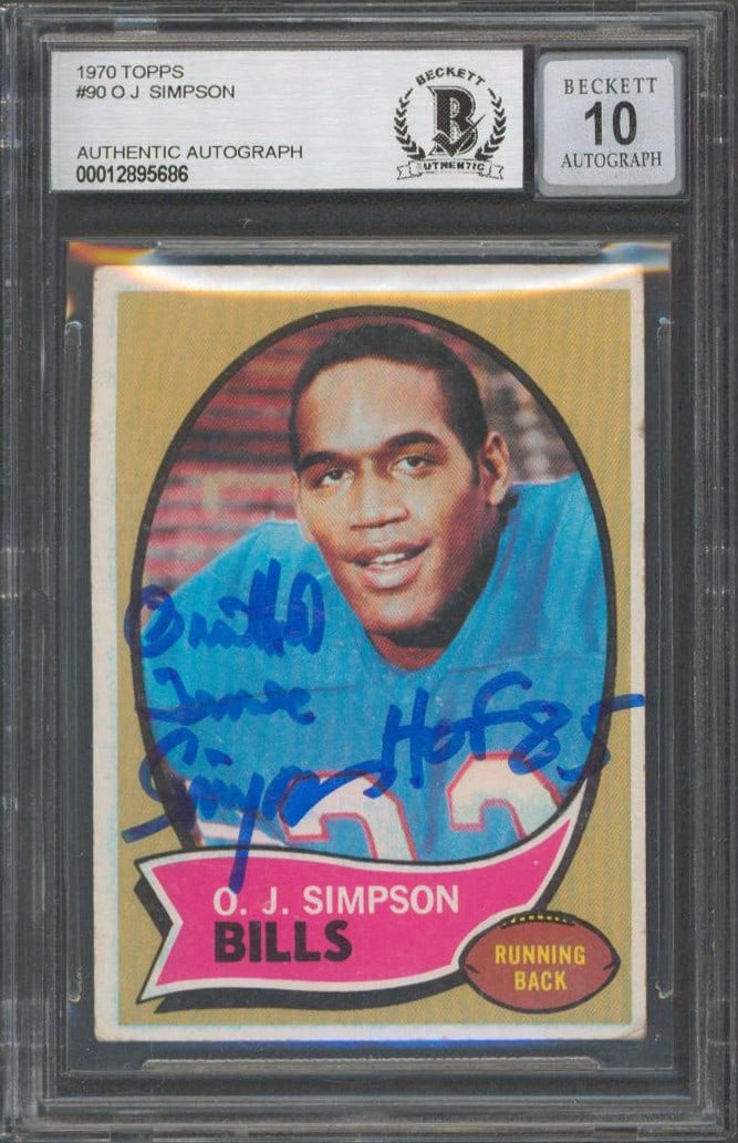 Beckett Slabbed OJ Simpson 1970 Topps Rookie Auto HOF 85 (1 of 2)