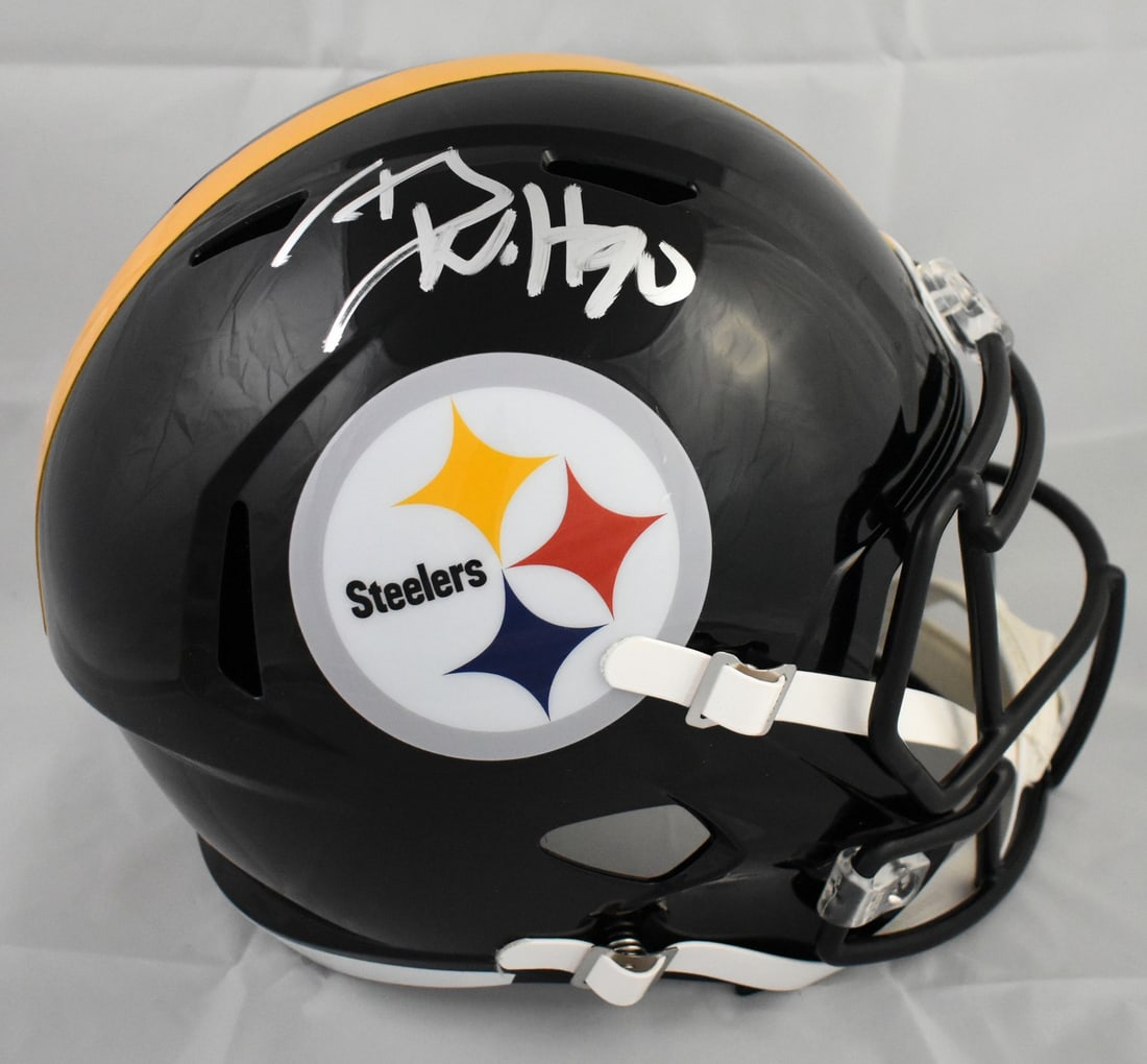 Full Size Speed Helmet Signed by T.J. Watt with Beckett Authentication: Full Size Speed Helmet Signed by T.J. Watt with Beckett Authentication This is a pre-owned Pittsburgh Steelers full-size Speed helmet autographed by T.J. Watt. The helmet is an original item and inclu