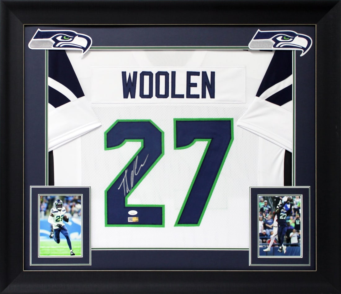 Framed Tariq Woolen Seahawks autographed white pro style jersey JSA (1 of 1)