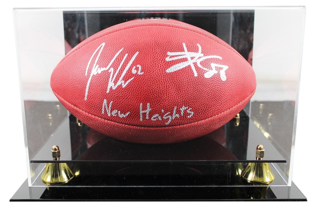Beckett Authenticated Wilson Duke Football Signed by Kelce Brothers: Beckett Authenticated Wilson Duke Football Signed by Kelce Brothers This official Wilson 2020 "The Duke" football has been personally signed by Travis Kelce and Jason Kelce, featuring the inscription 