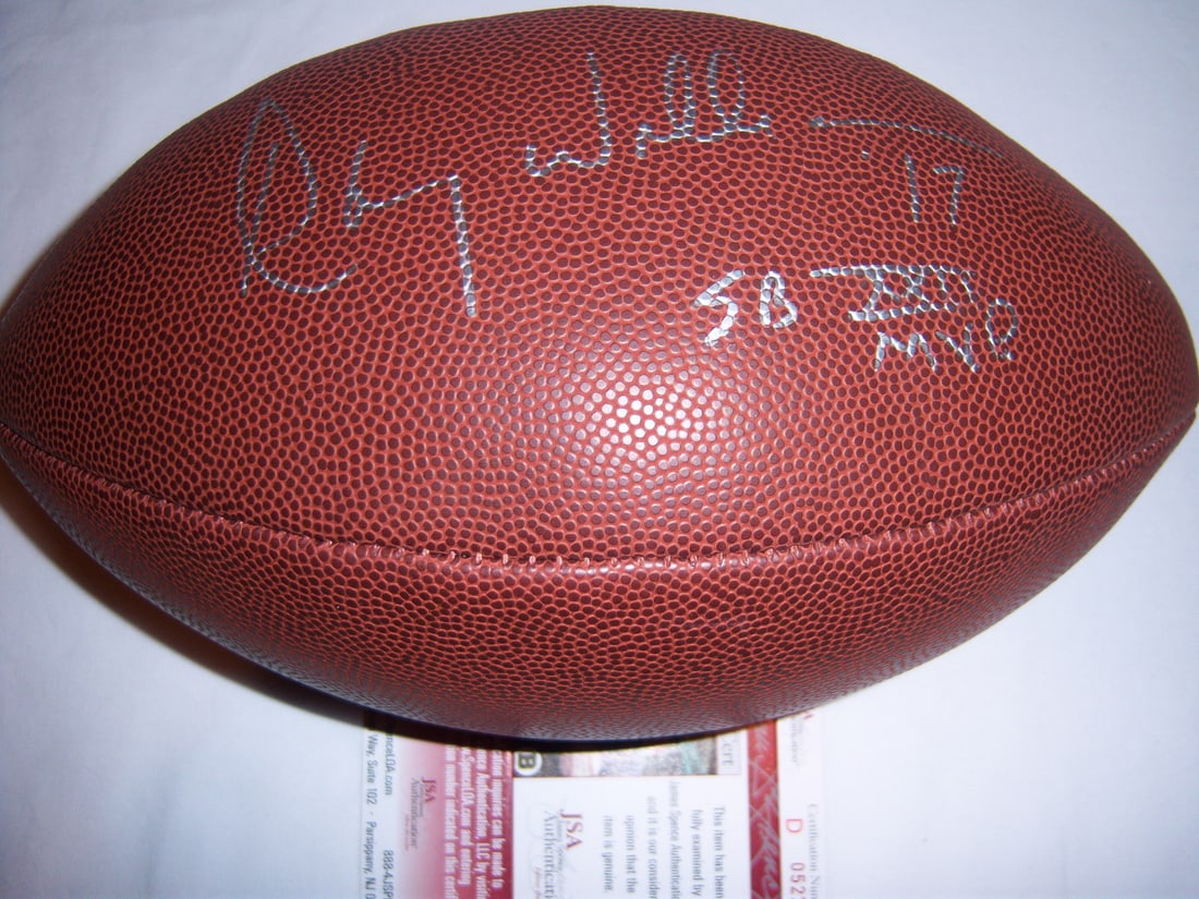 Autographed Football by Doug Williams Super Bowl MVP JSA COA: Autographed Football by Doug Williams Super Bowl MVP JSA COA This is a football personally signed by Doug Williams, Super Bowl MVP for the Washington Redskins and former Grambling standout. The autogr