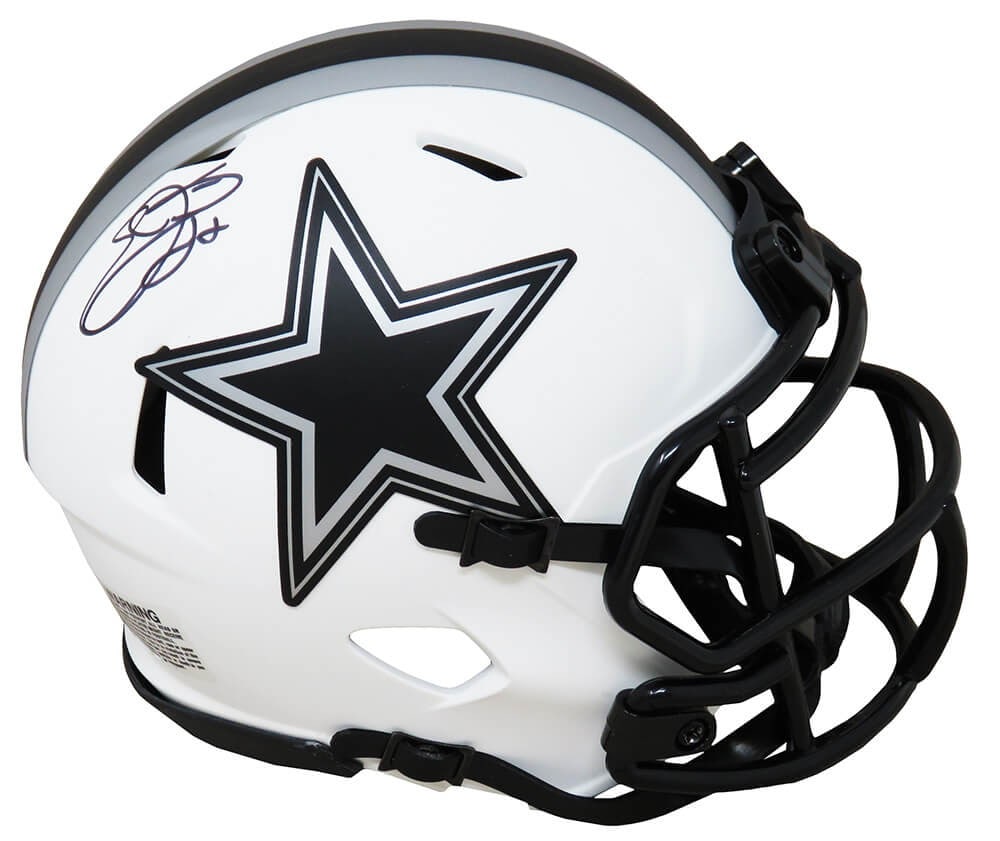 Emmitt Smith Signed Dallas Cowboys Lunar Eclipse Mini Helmet with COA: Emmitt Smith Signed Dallas Cowboys Lunar Eclipse Mini Helmet with COA Celebrate the legacy of Emmitt Smith with this signed Dallas Cowboys Lunar Eclipse white matte Riddell Speed mini helmet. This ori