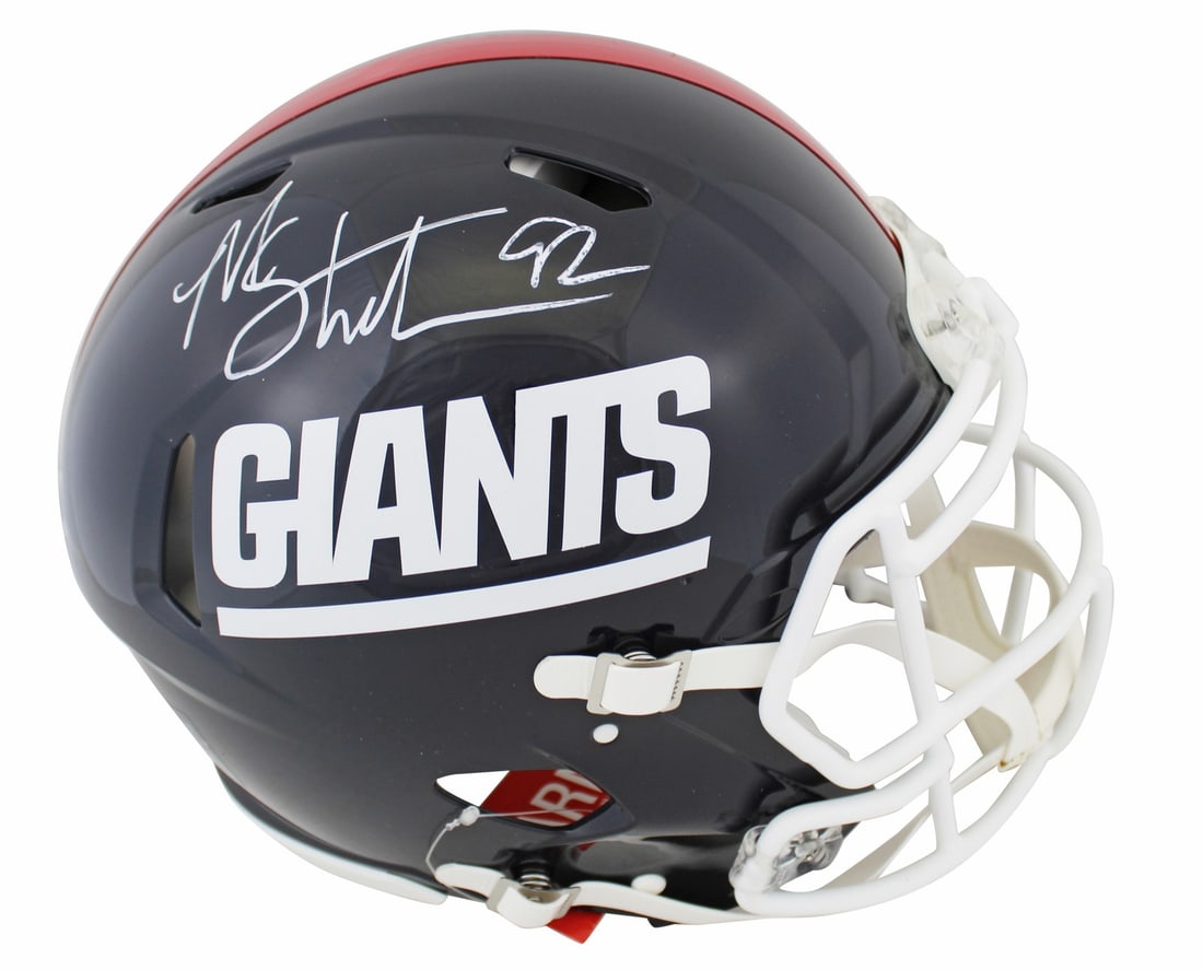 Michael Strahan Autographed Giants Throwback Speed Proline Helmet Beckett Witnessed: Michael Strahan Autographed Giants Throwback Speed Proline Helmet Beckett Witnessed This authentic 1981-99 New York Giants throwback full-size Speed Proline helmet has been personally signed by Michae