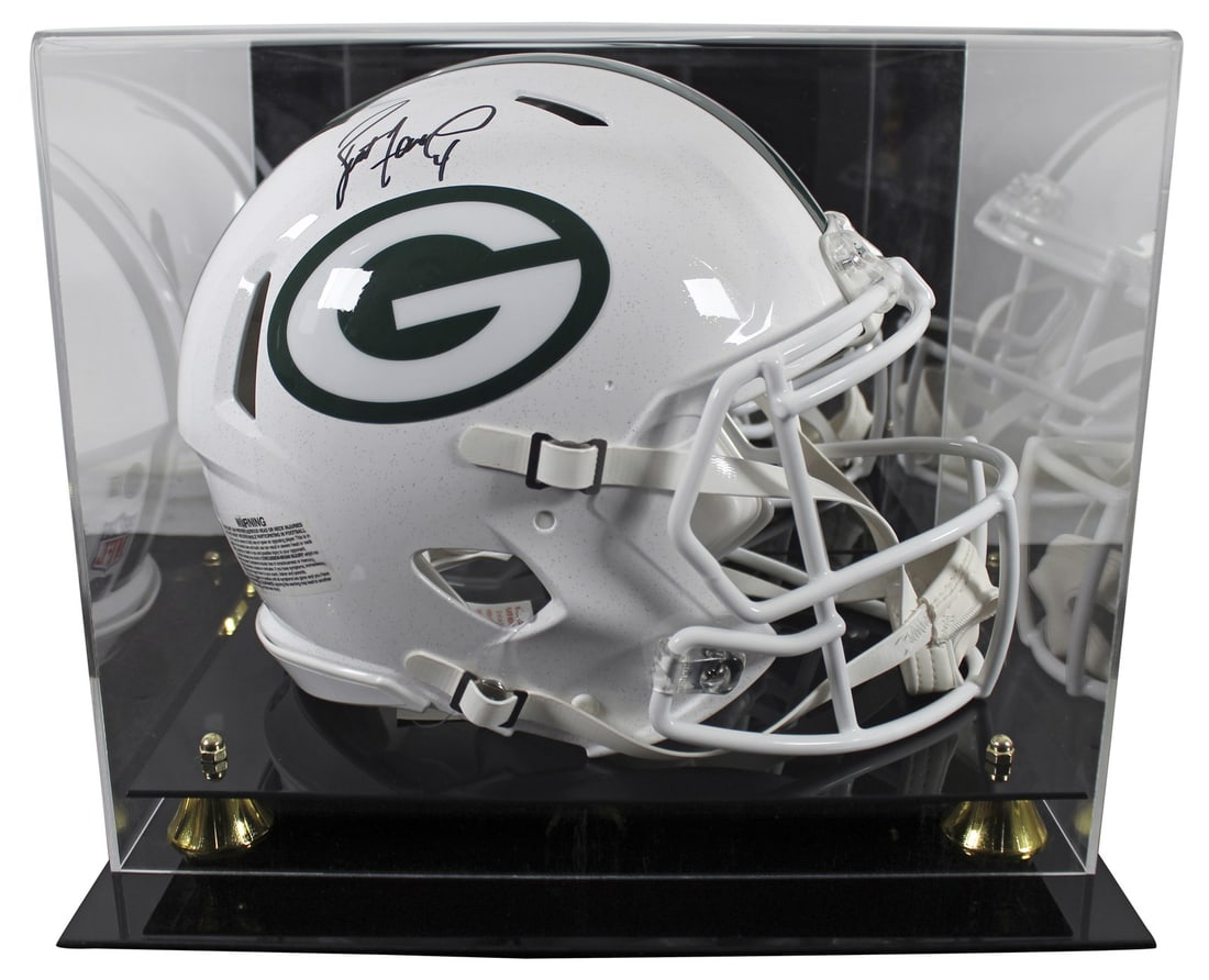 Brett Favre Signed 2024 Green Bay Packers Helmet with Beckett Authentication: Brett Favre Signed 2024 Green Bay Packers Helmet with Beckett Authentication Celebrate the legacy of Brett Favre with this autographed 2024 Alternate Full Size Speed Proline Helmet, personally signed 