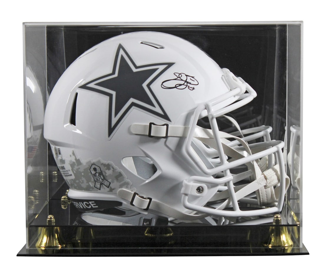 Emmitt Smith Signed Cowboys Full Size Speed Helmet with Display Case BAS: Emmitt Smith Signed Cowboys Full Size Speed Helmet with Display Case BAS This Emmitt Smith signed full-size speed replica helmet commemorates the Dallas Cowboys and the 2024 Salute to Service III even
