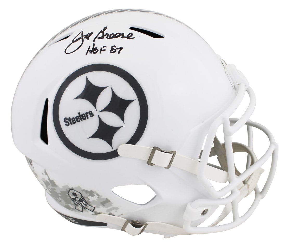 Joe Greene Signed Steelers HOF 87 Full Size Speed Helmet BAS Authenticated: Joe Greene Signed Steelers HOF 87 Full Size Speed Helmet BAS Authenticated This Pittsburgh Steelers Full Size Speed Replica Helmet features a bold inscription of "HOF 87" and has been personally signe