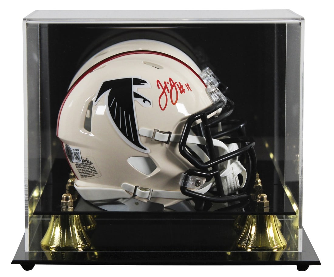 Julio Jones autographed Falcons retro speed mini helmet with BAS witness: Julio Jones autographed Falcons retro speed mini helmet with BAS witness This Atlanta Falcons alternate retro Speed mini helmet features a hand-signed autograph from Julio Jones. The helmet comes with