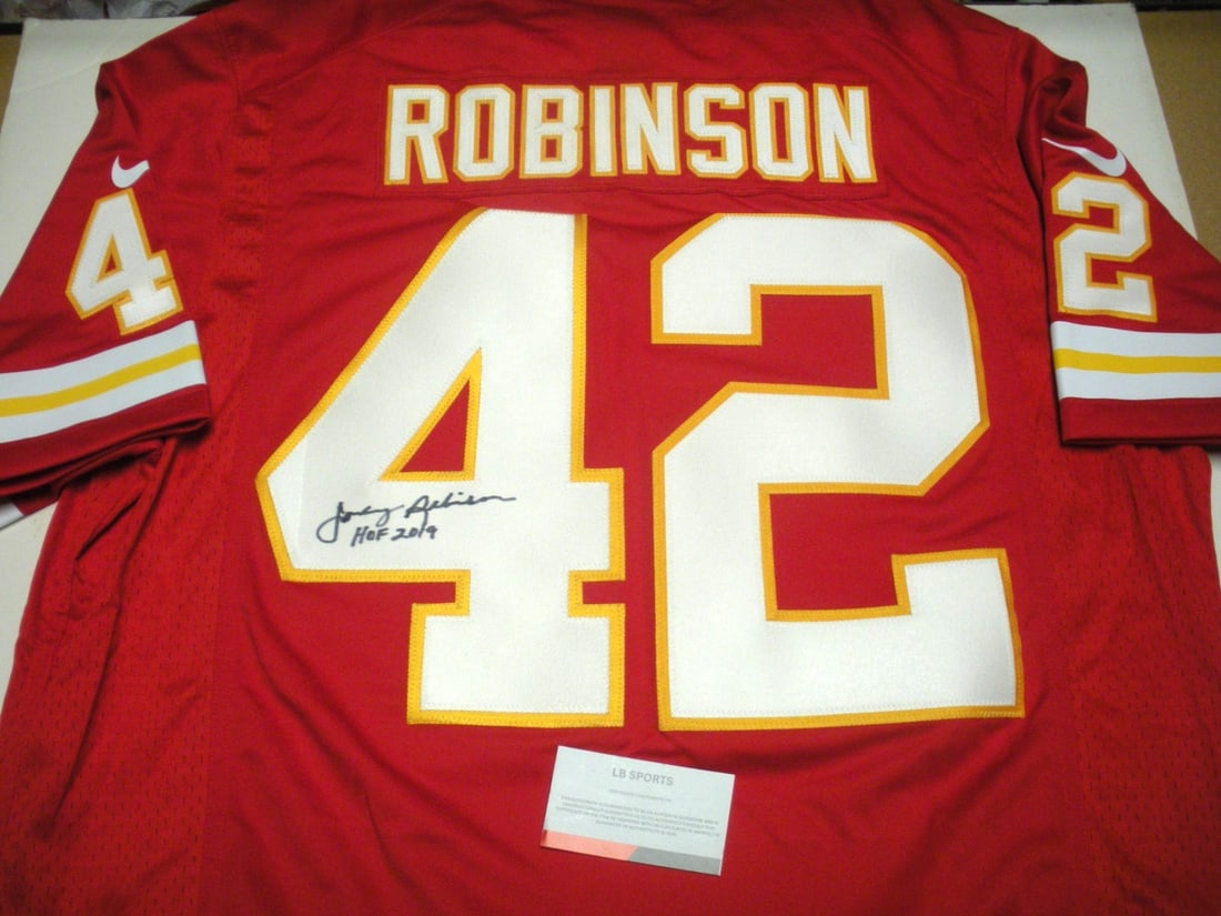 Signed Nike Kansas City Chiefs jersey Johnny Robinson COA: Signed Nike Kansas City Chiefs jersey Johnny Robinson COA This is an official licensed Nike Kansas City Chiefs jersey signed by Johnny Robinson. The jersey comes with a certificate of authenticity and