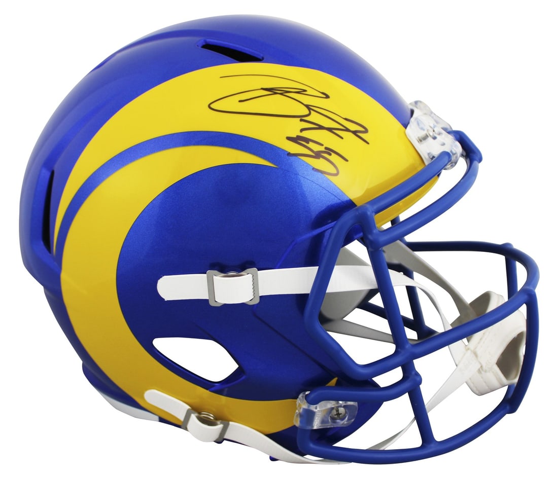 Braden Fiske Signed Los Angeles Rams Full Size Speed Helmet BAS Authenticated: Braden Fiske Signed Los Angeles Rams Full Size Speed Helmet BAS Authenticated This authentic full-size Speed replica helmet, featuring the Los Angeles Rams logo, has been personally signed by player B