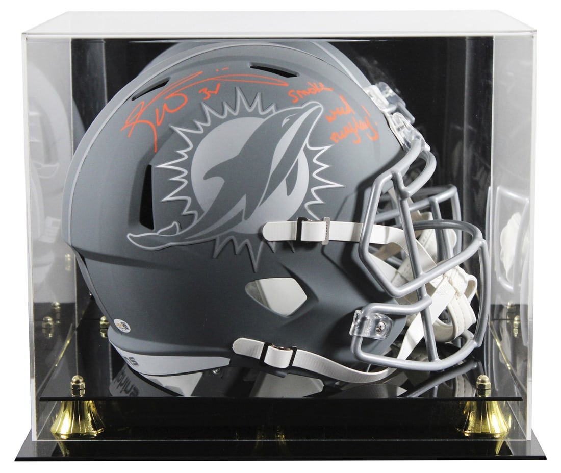 Ricky Williams Autographed Miami Dolphins Slate Speed Replica Helmet JSA Witnessed: Ricky Williams Autographed Miami Dolphins Slate Speed Replica Helmet JSA Witnessed This Miami Dolphins full-size Speed replica helmet features an alternate slate design and has been personally signed 