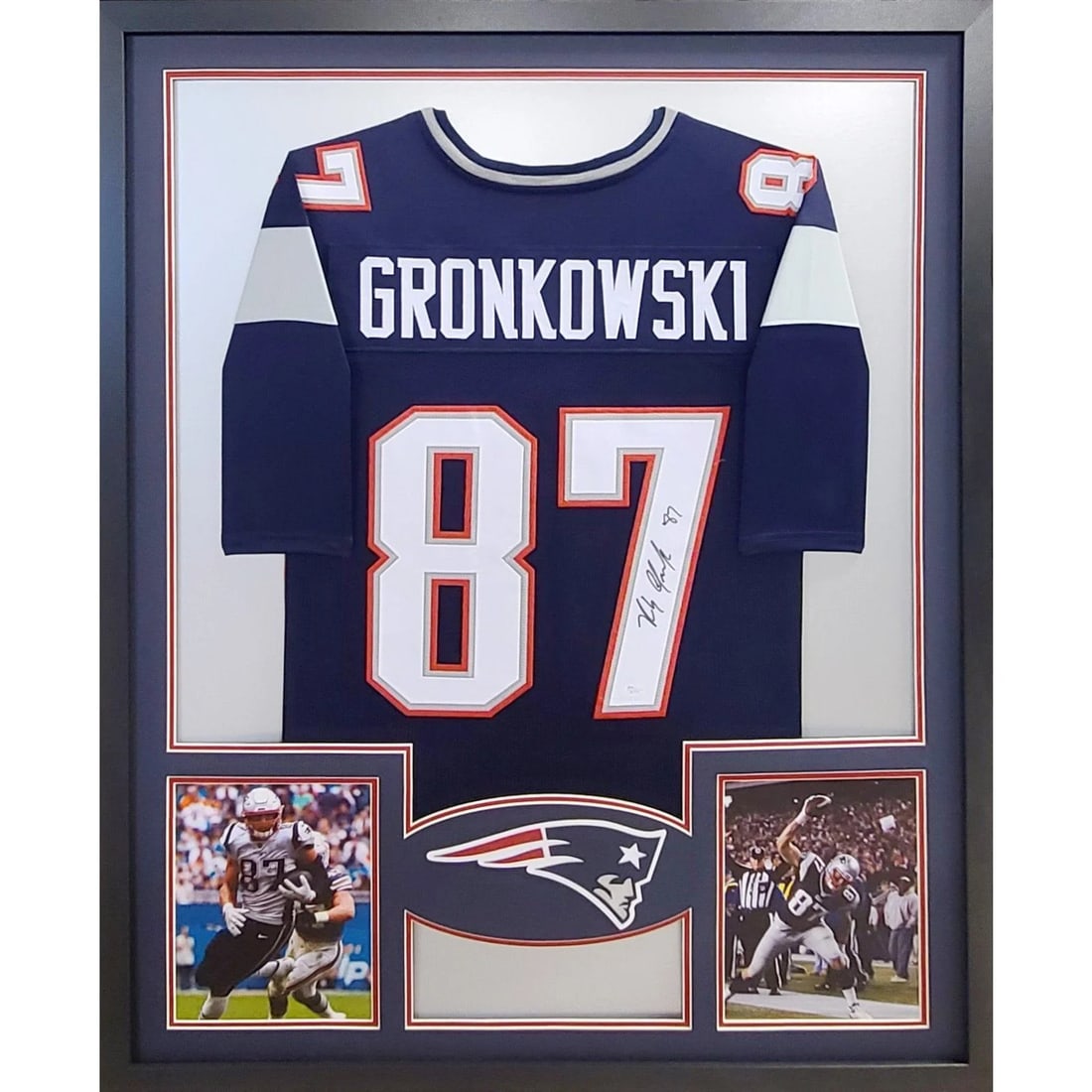 Rob Gronkowski Framed Autographed Patriots Jersey JSA Certified: Rob Gronkowski Framed Autographed Patriots Jersey JSA Certified This autographed Rob Gronkowski jersey, framed for display, is a must-have for any New England Patriots fan. Authenticated by JSA, a lea