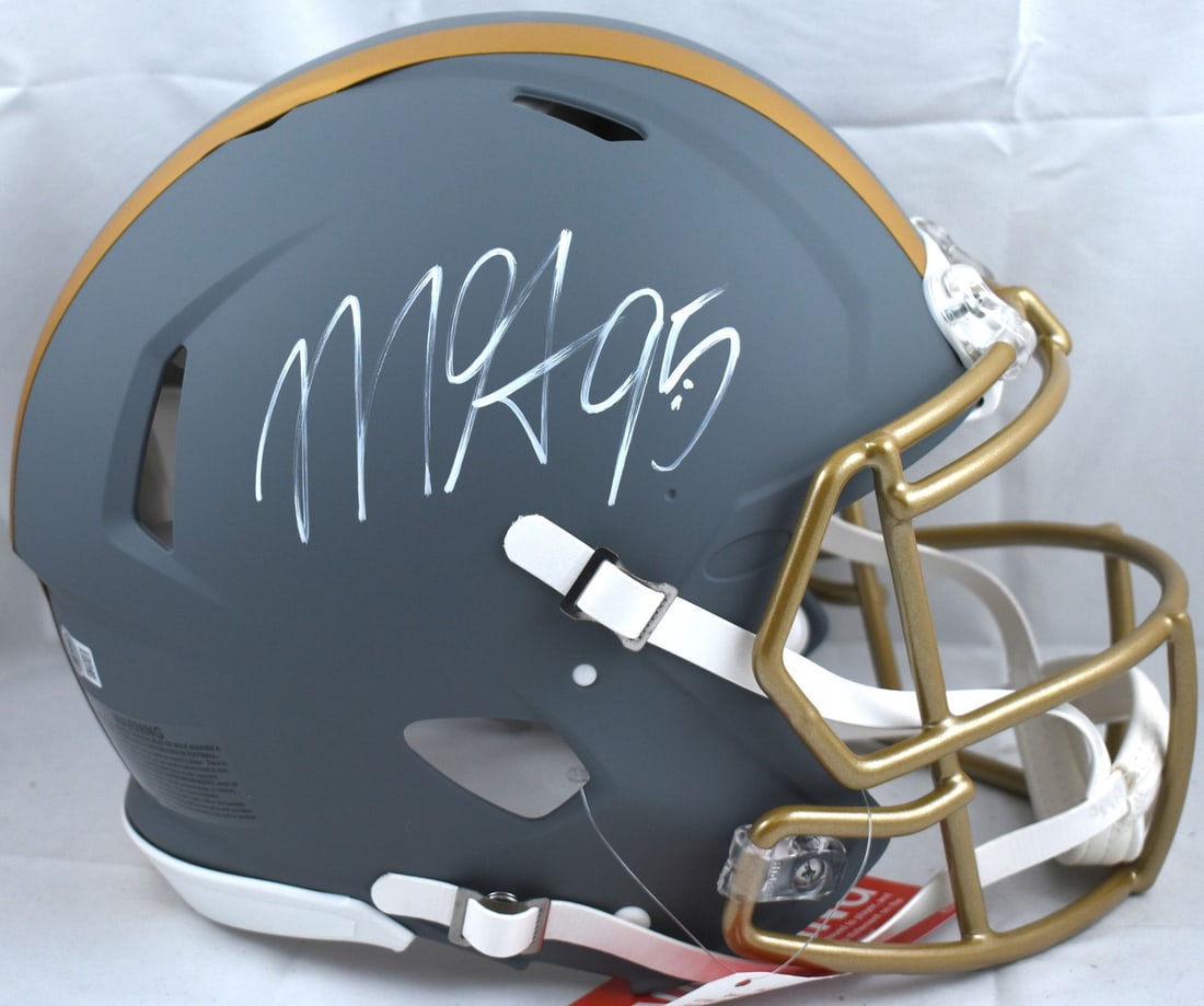 Beckett Hologram Myles Garrett Browns Full Size Speed Helmet Signed: Beckett Hologram Myles Garrett Browns Full Size Speed Helmet Signed This is an original Cleveland Browns full-size Slate Speed Authentic helmet, personally signed by Myles Garrett. The helmet comes wi
