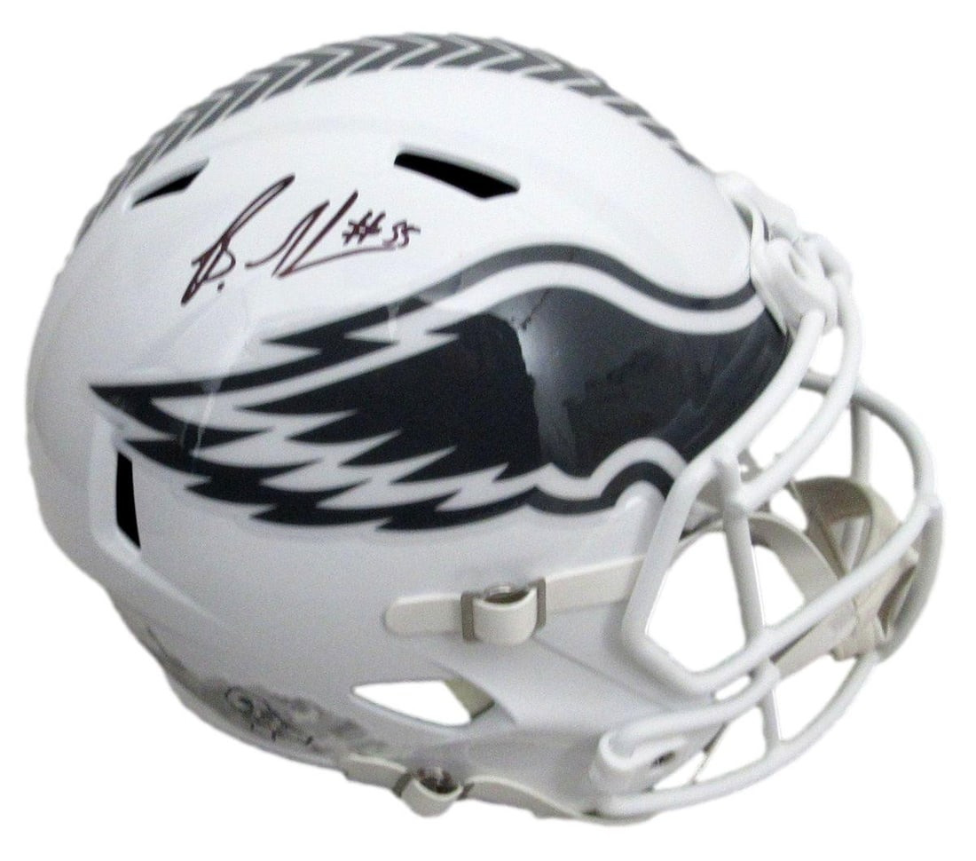 Brandon Graham autographed Eagles white Salute To Service replica helmet BAS: Brandon Graham autographed Eagles white Salute To Service replica helmet BAS This Philadelphia Eagles Salute To Service full-size replica helmet is hand-signed by Brandon Graham. The helmet features t