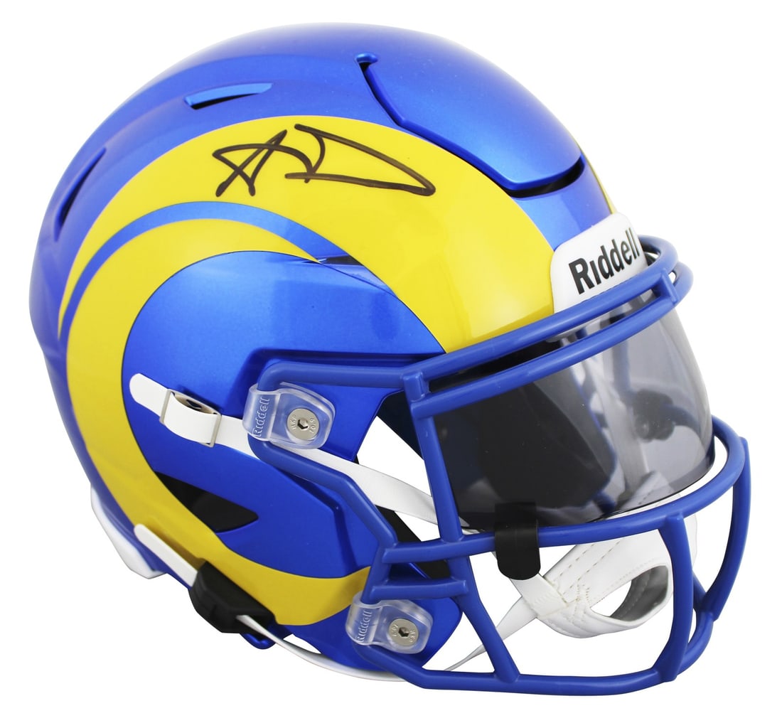 Aaron Donald Signed Rams Speed Flex Midi Helmet Beckett Authenticated: Aaron Donald Signed Rams Speed Flex Midi Helmet Beckett Authenticated This Los Angeles Rams Speed Flex Midi Replica Mid Size Helmet has been personally signed by Aaron Donald. The helmet is authentica