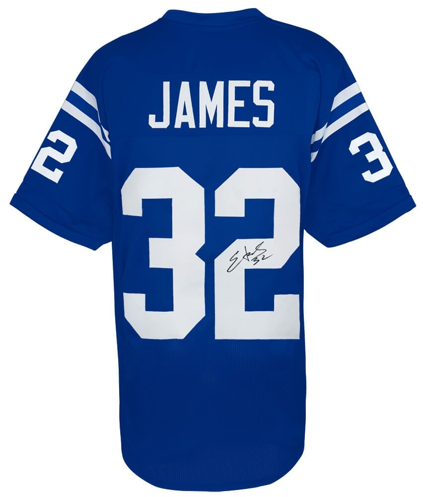 Edgerrin James Signed Colts Blue Football Jersey with COA: Edgerrin James Signed Colts Blue Football Jersey with COA Edgerrin James Signed Colts Blue Football Jersey with COA Celebrate your love for football with this Edgerrin James signed blue custom footbal