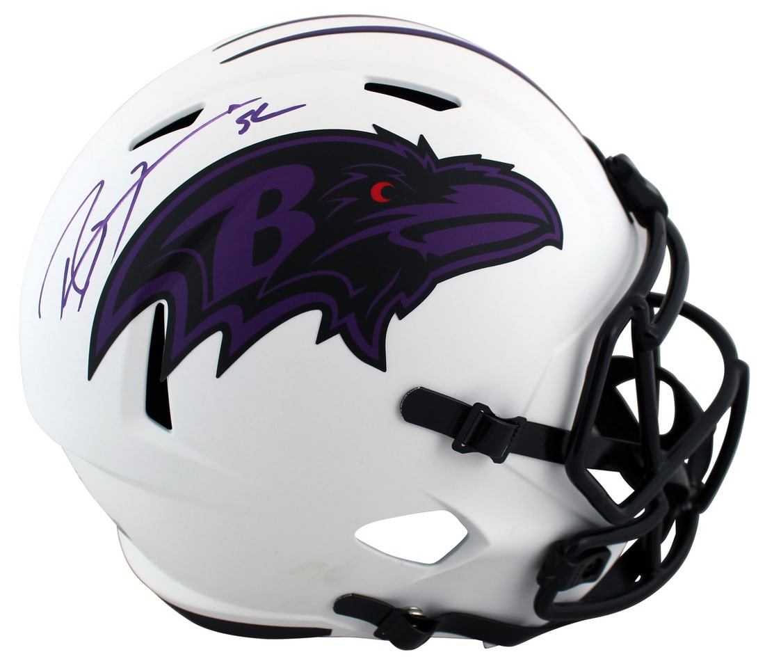 Ray Lewis Signed Baltimore Ravens Lunar Full Size Helmet BAS Witnessed: Ray Lewis Signed Baltimore Ravens Lunar Full Size Helmet BAS Witnessed This authentic full-size speed replica helmet, featuring the iconic Baltimore Ravens design, has been personally signed by the le