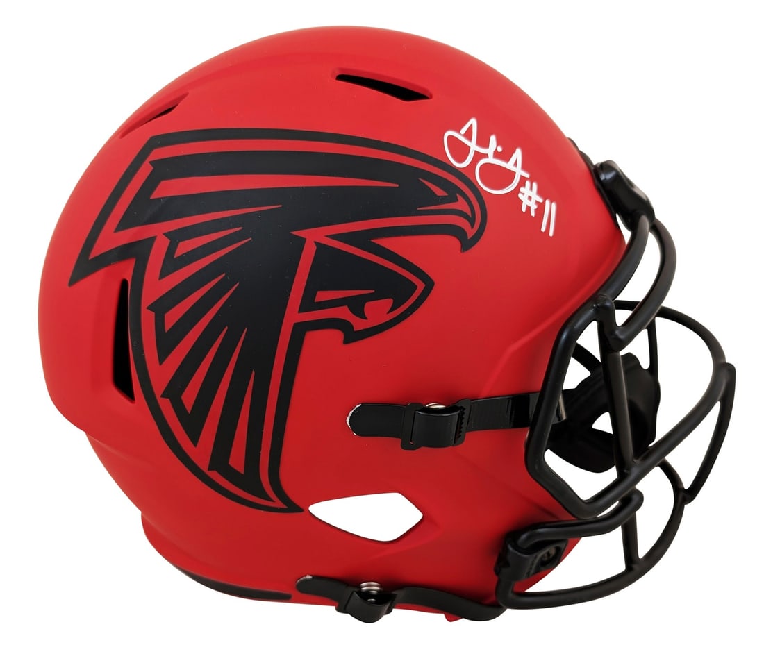 Julio Jones Signed Atlanta Falcons Full Size Speed Helmet BAS Witnessed: Julio Jones Signed Atlanta Falcons Full Size Speed Helmet BAS Witnessed This Authentic Full Size Speed Replica Helmet has been personally signed by Julio Jones of the Atlanta Falcons. It includes a Be